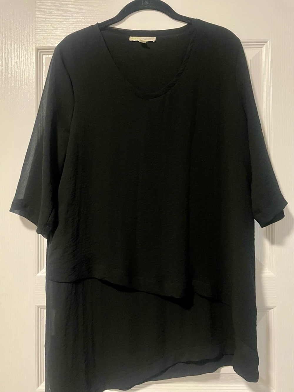 Shannon Passero Black Layered V-Neck Tunic, Size Medium